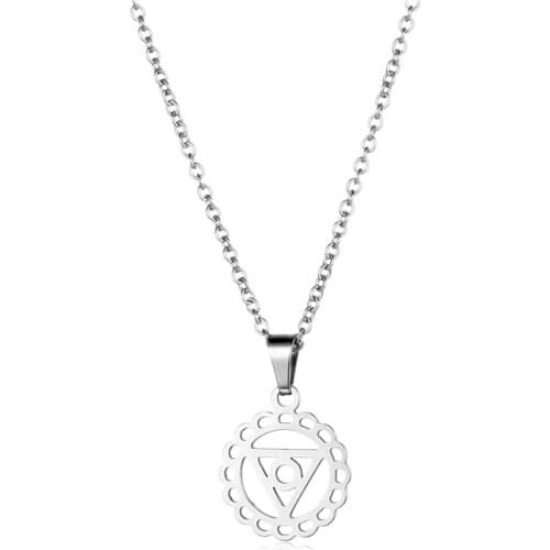 Stainless Steel Hollow Lotus angel eyes Geometric Round Triangle shape Pendant Necklace Woman Mother Girl Gift Wedding Jewelry