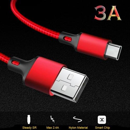 3A Nylon Type-C Cable 1.2m Fast Charging Cord For Android Microusb Data Mobile Phone Braided type c Cable for Xiaomi MI 8 9