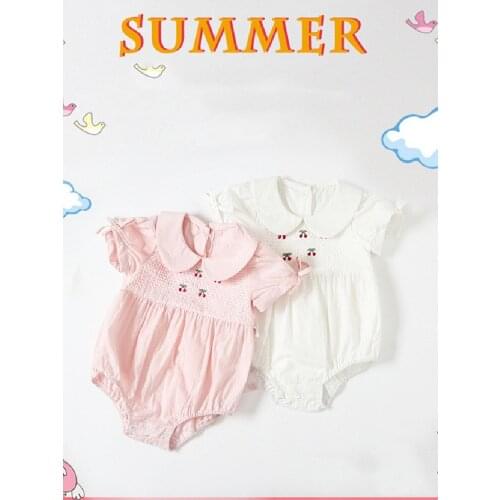 Baby Girl Clothes Summer Newborn Baby Romper Jumpsuit Short Sleeve Cotton Infant Girls Romper Cherry Baby Sunsuit For Girls