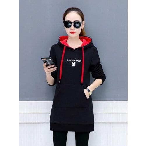 Autumn And Winter Women Long Thick Hoodies Sweet Knitted Casual Sweatshirt Harajuku Students Pullover Oversized XXXL