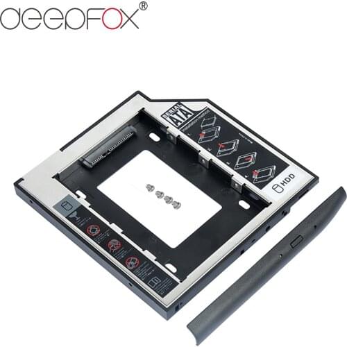 DeepFox Aluminum Optibay 2nd HDD Caddy 9.5mm SATA 3.0 Hard Disk Drive Box Enclosure DVD Adapter 2.5 SSD For Notebook HP 2530P