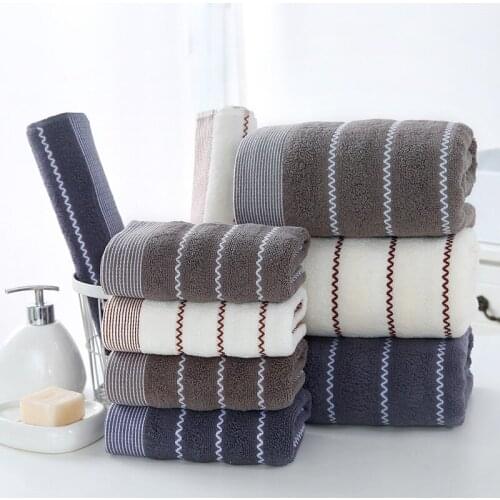 1set Pure Cotton Bath Towel 32S Water Ripple Towel Beach Towel Large Square Towel Three-piece/Set