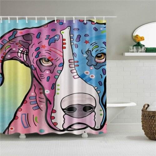 Lovely Animals Cat Dogs Giraffe Rabbits Shower Curtains Frabic Waterproof Polyester Shower Curtains Bathroom Curtain with Hooks