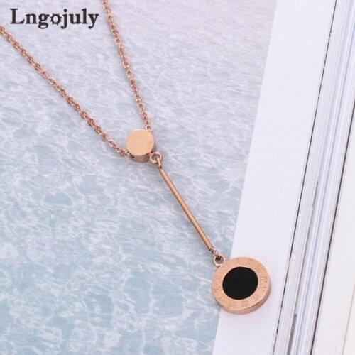 Simple Women Necklaces Titanium RoseGold Steel Pendant Necklaces For Women Gril Anniversary Wedding Necklace Jewelry Gift