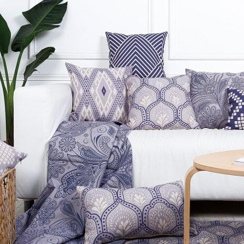 Drop Ship Vintage Violet Geometric Pillow Cover Boho Cushion Cover Throw Pillow Home Decor Pillowcase Decorative Pillowsham