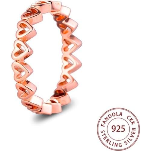 Rose Freehand Heart Ring Femme 925 Sterling Silver Wedding Engagenment Rings for Women Fashion Jewelry anillos mujer