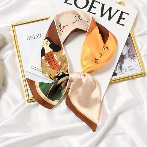 Chic Small Silk Scarf Thin Hair Band Plaid Leopard Love Heart Print Bag Handle Ribbon Long Strip Suit Scarves Neck Tie Headscarf