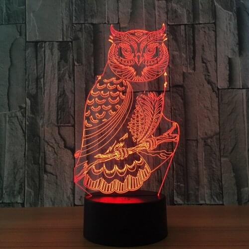 OWL Bird 7 Colors Adjustable USB Creative 3D Night Light Lighting 7 Color Change LED Table Desk Lamp Xmas Gift Dropship