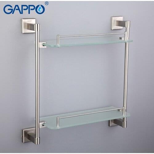 GAPPO glass Bathroom Shelves stainless steel Double Towel holder bathroom towel rack wall mount towel hangers