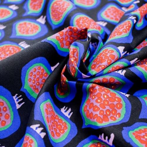 Pomegranate on black dyes pure cotton fabric for dress tissus au mètre telas por metro tissu vestidos sewing tela ткань coton