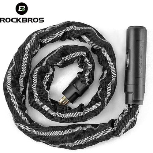ROCKBROS 116CM Bike Lock Zinc Alloy Durable Chian Motorcycle Anti-theft Lock Reflective Multifunctional Durable Key Bicycle Lock