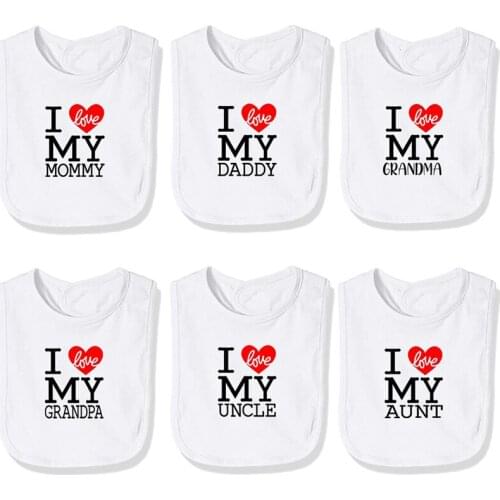 I love my mommy daddy grandma grandpa aunt uncle bib baby shower First 1st birthday Christmas Mothers Fathers Day gift present