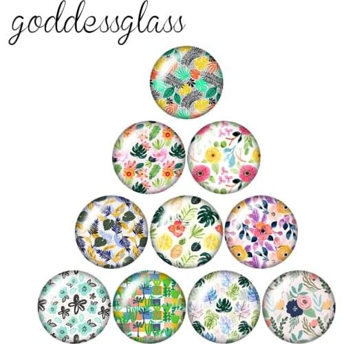 ZB1208 New flowers leaves patterns beauty 10pcs 12mm/18mm/20mm/25mm Round photo glass cabochon demo flat back Making findings