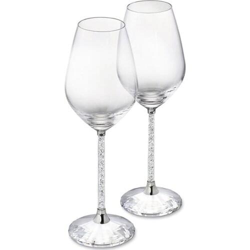 2 Pcs Wedding Glasses Goblet Wine Glass Crystalline Luxury Party Toasting High Quality Crystal Rhinestones Design H1004