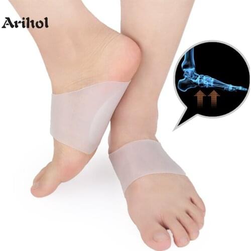 2 Pieces Silicone Gel Foot Arch Supports Sleeves Plantar Fasciitis Sore Foot Pain Relief Insert Insole for Flat Feet Men Women