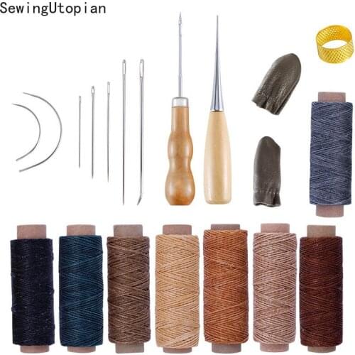 20PCS Leather Stitching Tools Set Sewing Special Needles Awl 150D Waxed Thread for DIY Handmade Craft Supplies Accessories