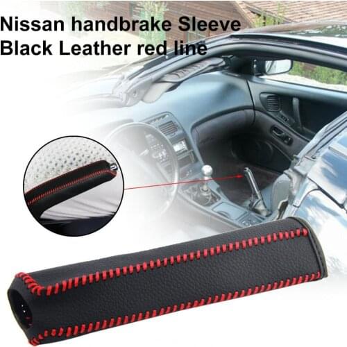 50% Hot Sales!! Handbrake Cover Universal Anti-scratch Faux Leather Clear Line Handbrake Handle Cover for Nissan