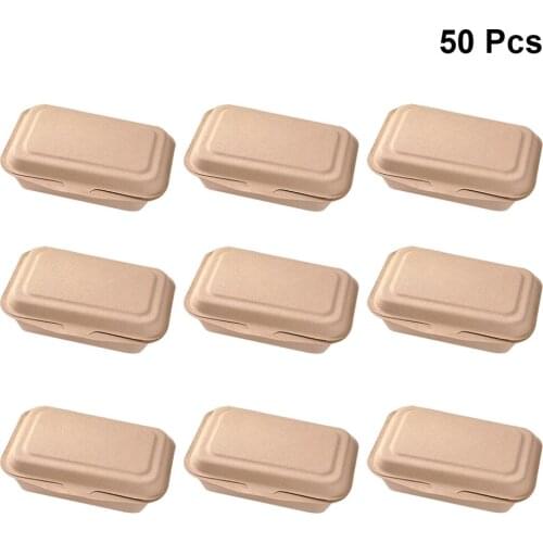 50pcs 600ml Hamburger Containers Disposable 600ml Paper Eco-friendly Doggy Box Lunch Boxes for Take-out Restaurant Snack Bar