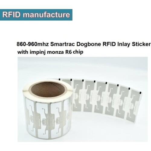 500pcs long range rfid uhf tags original smartrac dogbone uhf rfid tags sticker wet inlay with dogbone impinj monza r6