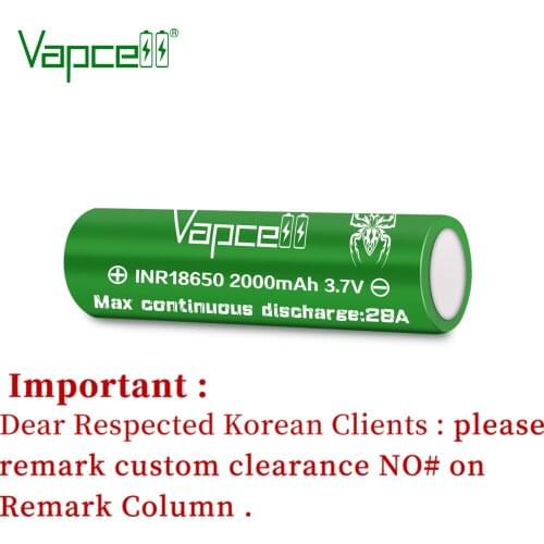 Free shipping Vapcell 18650 battery 2000 mah 28A beat VTC4/VTC4A/20R/HD2/HD4/18650RX Rechargeable li lon batteries high power