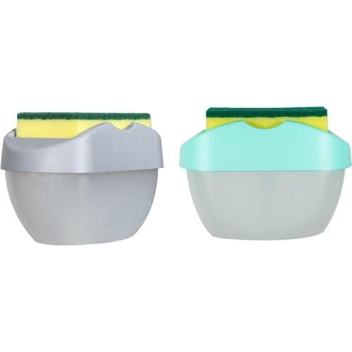 Brush Detergent Dispenser Push-Type Automatic Box with Scouring Pad