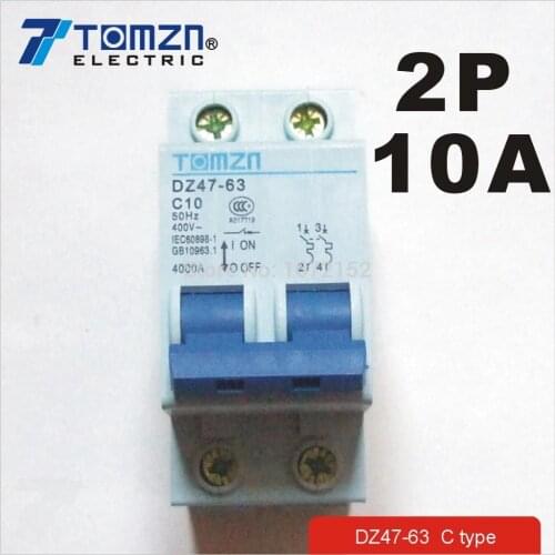 2P 10A 400V~ 50HZ/60HZ Circuit breaker AC MCB safety breaker C TYPE