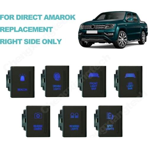 12V 3A Blue Led Car Switch For VW Amarok Push Switch Replacing fits Right Side Only, On Off With Jumper Wires Led Switch