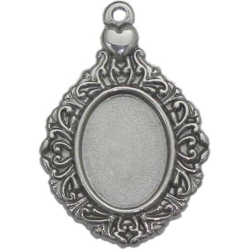 Beadsnice trendy oval metal pendant tray necklace men bling diy jewelry silver ID 39707