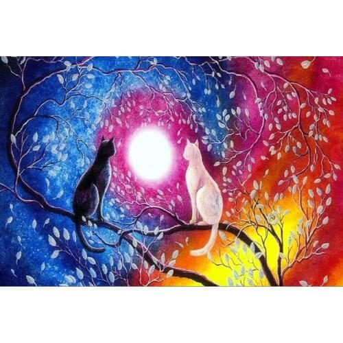 Black cat and white cat The wooden puzzle 1000 pieces ersion jigsaw puzzle white card adult childrens educational toys