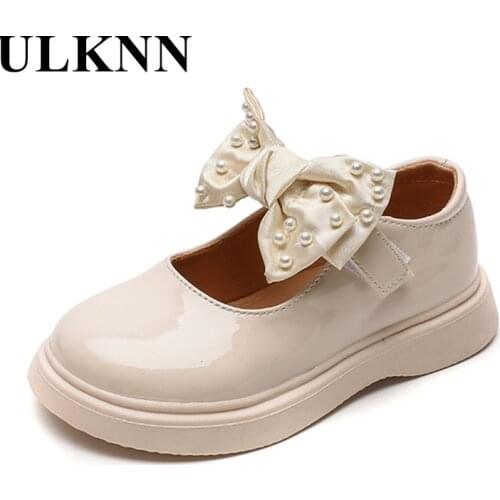Childrens Leather Shoes Girls Bow Autumn 2021 New Style Little Girl Shallow Mouth Soft Sole Shoes Fashion White Princess Shoes