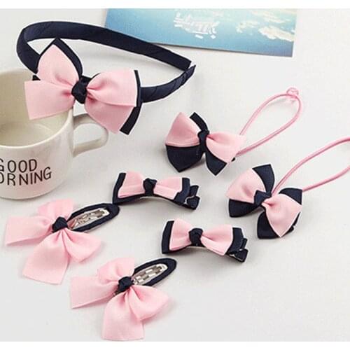Hot 7PCS/Set Children Headband Hairpins Hair Accessories Dot Bow Hair Hairband for Girls Princess Hair Clips Headwear