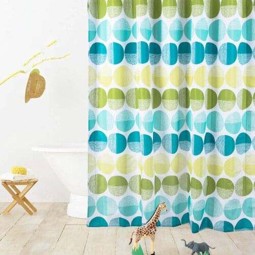 DUNXDECO Shower Curtain Bathroom Fast Dry Curtain European Colorful Blue Round Print Cortinas Textile Decoration 183x183CM