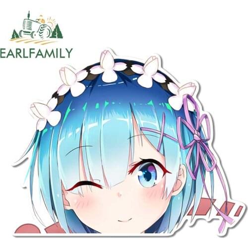 EARLFAMILY 13cm x 10.3cm for Anime Re ZERO Rem Vinyl Decal Car Styling Graphics Decoration Waterproof Window Trunk Stickers