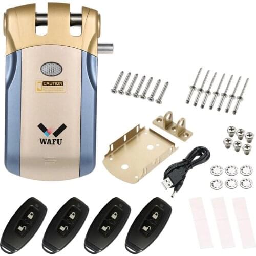 Wafu 018 Electric Door Lock Wireless Remote Control Open Smart Lock Security Door Easy Installing Intelligent Security Unlock