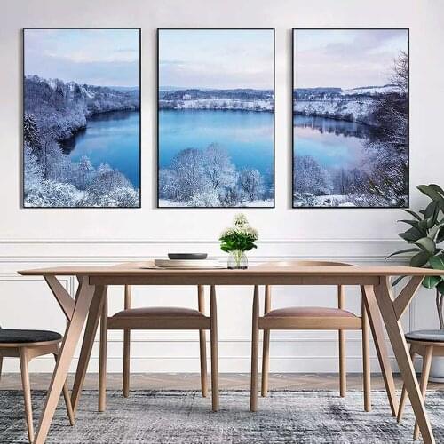European Snow Mountain Lake Scenery Modern Minimalism Canvas Painting Poster Paintings For Living Room Wall Decor