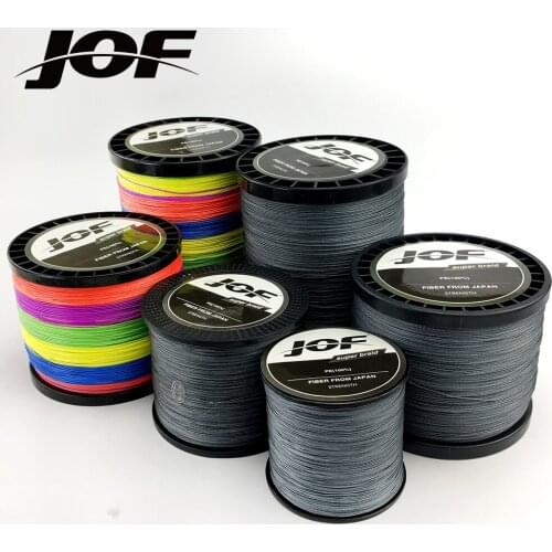 JOF 12 Strands Braided Fishing Line 1000M 500M 300M 100M Multicolor PE Multifilament Carp Sea Wire 25lb-135lb
