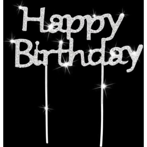Fashion Shiny Rhinestone Happy Birthday Cake Topper plug Letters Crystal Stick Cake Decoration Birthday Party Cake Accessory