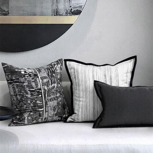 Neo Chinese style black white grey abstract cushion cover ink pattern pillowcase decorative light luxury pillow covers