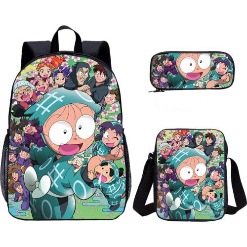 Nintama Rantarou Primary School Backpack Set Large Student Backpack 3 Pcs Satchel Bag Book Casual Bag Daypack