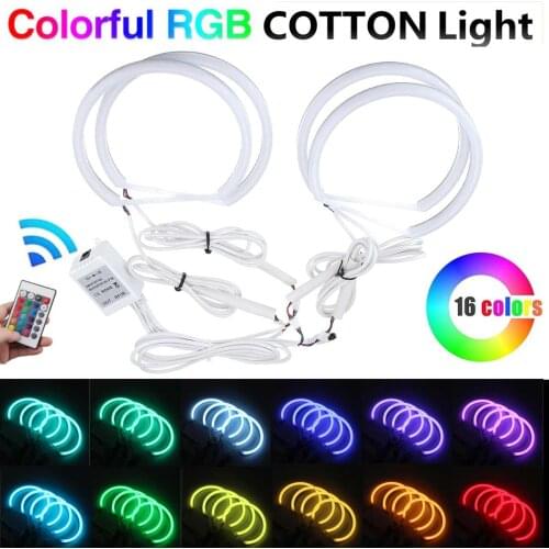 New 4X131mm Car Auto Halo Rings Cotton Lights SMD LED Angel Eyes for BMW E36/E38/E39/E46 RGB Car Styling White/Blue/Yellow