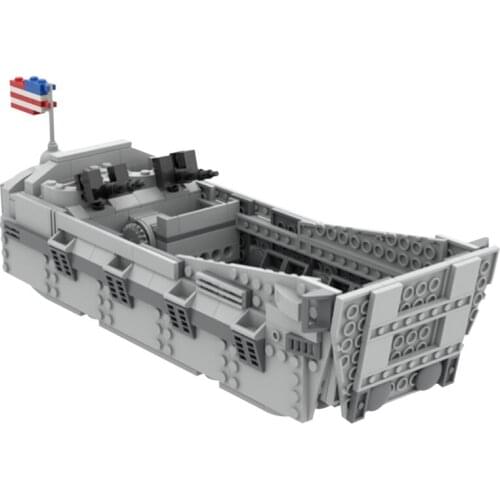 New US Military Higgins Landing Craft Warship Building Blocks Navy Weapon Boat World War 2 Moc Bricks Classic Model Toys 407pcs