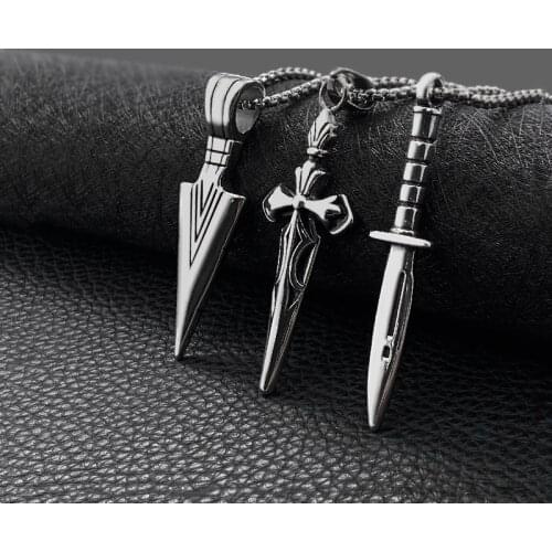 Titanium steel pendant sword-shaped stainless steel cross pendant domineering retro new punk jewelry