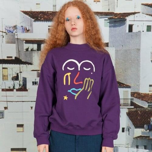 [New Arrival]YIZISToRe casual O-neck cotton loose sweatshirts in GRAFFITI series(FUN KIK)