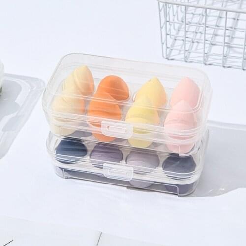 Transparent 8 Grids Travel Beauty Powder Puff Storage Box Makeup Egg Drying Case Portable Sponge Holder Container