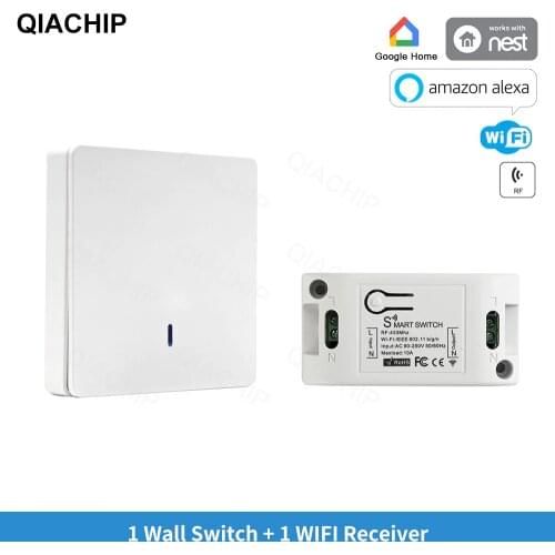 QIACHIP Universal Wifi 433 Mhz Wireless Remote Control Wall Switch Light Smart Home Automation RF Relay Module Work With Alexa