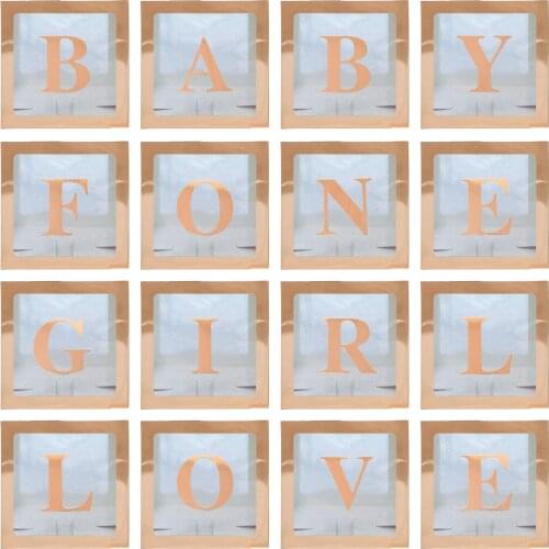 Rose Gold Transparent Letter A-Z Box Custom Baby Name Balloon Baby Shower Box Girl First 1st Birthday Party Decor Kids Babyshowe