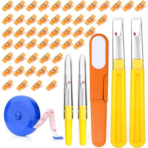 MIUSIE Seam Ripper Seam Cutter Stitch Picker Sewing Unpicker Tool Clips Thread Remover Tape Measure for Embroidery Quilting