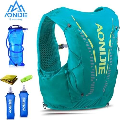AONIJIE C962 12L green Hydration Backpack Advanced Skin Pack Bag Vest Soft Water Bladder Flask professional running bag 1.5L