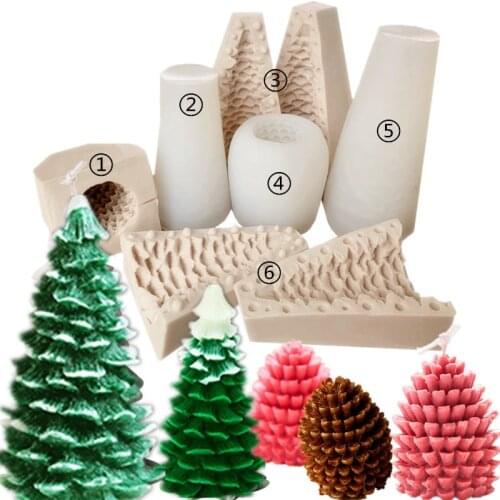 Silicone Christmas Pine Tree Molds Candle Soap Making Molds Baking Moulds For Diy Xmas Fondant Mousse Cake Decorating Tool