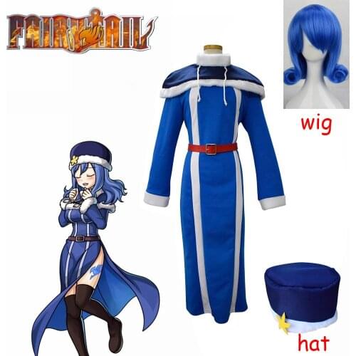 Fairy Tail Juvia Lockser Cosplay Costume Woman Halloween Blue Outfit Dress Free Shipping